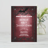 40歳パーティーゴシック赤招待状 招待状 (スタンド正面)