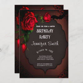 40歳パーティーゴシック赤招待状 招待状