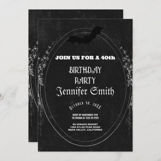 40歳パーティーゴシック赤招待状 招待状 (正面/裏面)
