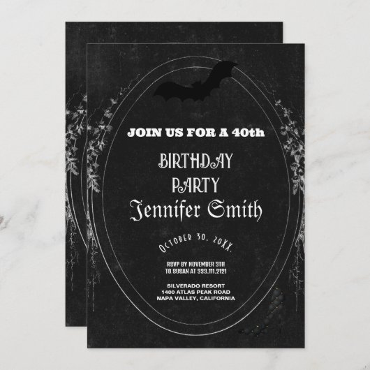 40歳パーティーゴシック赤招待状 招待状 (正面/裏面)