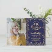 40歳パーティーネイビー金ゴールド秋秋撮影 招待状 (スタンド正面)