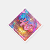 40歳パーティー金ゴールドピンクグリッターディスコボール スタンダードカクテルナプキン (角)