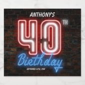 40歳パーティー80年代レトロネオンサインカスタム ビールラベル (シングルラベル)