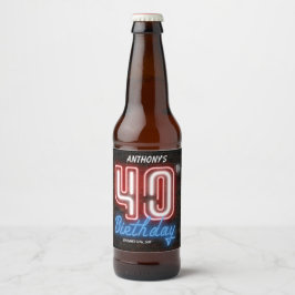 40歳パーティー80年代レトロネオンサインカスタム ビールラベル