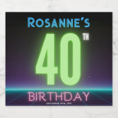 40歳パーティー80年代レトロネオンサインカスタム ビールラベル (シングルラベル)