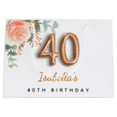 40歳フローラバラ金ゴールドユーカリ誕生日 ラージペーパーバッグ (正面)