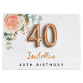 40歳フローラバラ金ゴールドユーカリ誕生日 ラージペーパーバッグ (裏面)