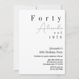 40歳ミニマルの誕生日パーティー 招待状