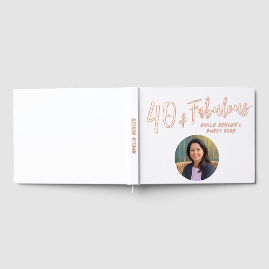 40歳モダンと素晴らしい写真40歳の誕生日パーティー ゲストブック (全面)