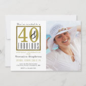 40歳モダンと素晴らしい40歳の誕生日パーティー 招待状 (正面)