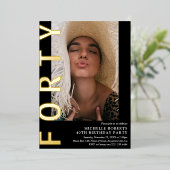 40歳モダンのパーティの招待状 箔招待状 (立ち正面)