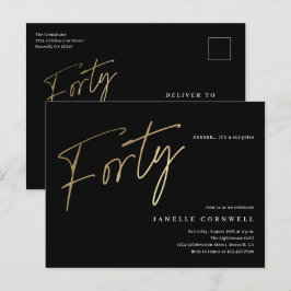 40歳モダンの誕生日のシンプルスクリプエレガントト インビテーションポストカード