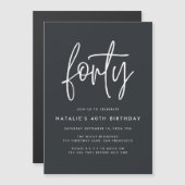 40歳モダンの誕生日のシンプルスクリプスタイリッシュト (正面/裏面)