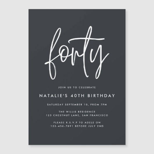 40歳モダンの誕生日のシンプルスクリプスタイリッシュト (正面)