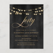 40歳モダンの誕生日エレガントスタイリッシュ招待状 インビテーションポストカード (正面)