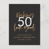 40歳モダンの誕生日シンプルのスタイリッシュスクリプエレガントト インビテーションポストカード (正面)