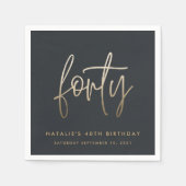 40歳モダンの誕生日シンプルのスタイリッシュスクリプエレガントト スタンダードカクテルナプキン (正面)