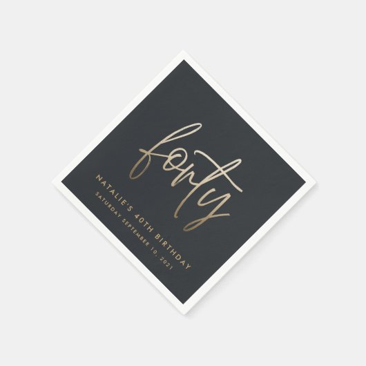 40歳モダンの誕生日シンプルのスタイリッシュスクリプエレガントト スタンダードカクテルナプキン (角)
