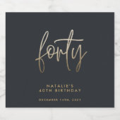 40歳モダンの誕生日シンプルのスタイリッシュスクリプエレガントト ビールラベル (シングルラベル)