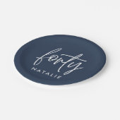 40歳モダンの誕生日シンプルのスタイリッシュスクリプエレガントト ペーパープレート (アングル)