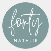 40歳モダンの誕生日シンプルのスタイリッシュスクリプエレガントト ラウンドシール (正面)