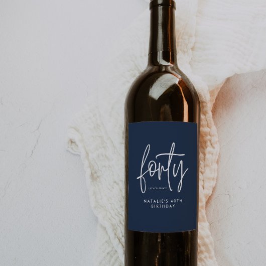 40歳モダンの誕生日シンプルのスタイリッシュスクリプエレガントト ワインラベル