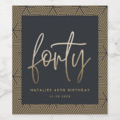 40歳モダンの誕生日シンプルのスタイリッシュスクリプエレガントト ワインラベル (シングルラベル)