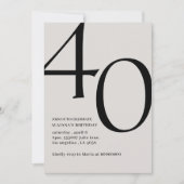 40歳モダンの誕生日シンプルのスタイリッシュスクリプエレガントト 招待状 (正面)