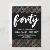 40歳モダンの誕生日シンプルのスタイリッシュスクリプエレガントト 招待状 (正面)