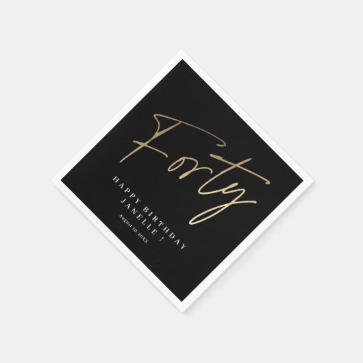 40歳モダンの誕生日シンプルスタイリッシュエレガント スタンダードカクテルナプキン (角)
