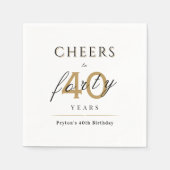 40歳モダンの誕生日パーティーに古典的な応援 スタンダードカクテルナプキン (正面)