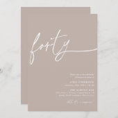 40歳モダンの誕生日パーティーの招待状のスクリプト 招待状 (正面/裏面)