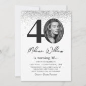 40歳モダンの誕生日パーティー写真招待状 招待状 (正面)