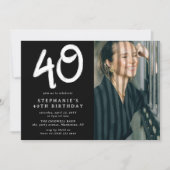 40歳モダンの誕生日パーティー写真 招待状 (正面)