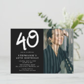 40歳モダンの誕生日パーティー写真 招待状 (スタンド正面)