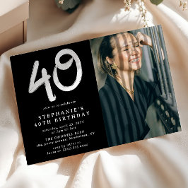 40歳モダンの誕生日パーティー写真 招待状