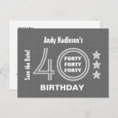 40歳モダンの誕生日パーティーA02を保存 案内ポストカード (正面/裏面)