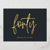 40歳モダンの誕生日ホイルスタイリッシュスエレガントト 箔シーズンポストカード (正面)