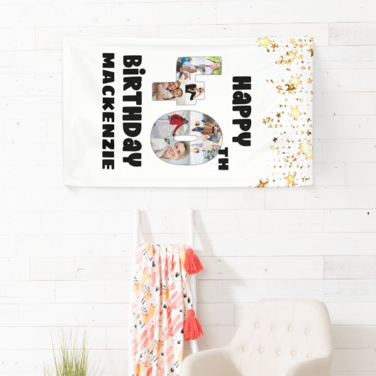 40歳モダンの誕生日7フォトコラージュのナンバーズ星 横断幕 (インサイチュ)