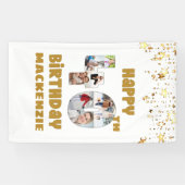 40歳モダンの誕生日7フォトコラージュ番号金ゴールド 横断幕 (横)