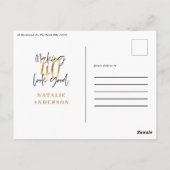 40歳モダンタイポグラフィグリッター金ゴールドブラック ポストカード (裏面)