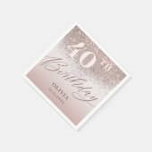 40歳モダン誕生日パーティーバラ金ゴールドグリッター スタンダードカクテルナプキン (角)