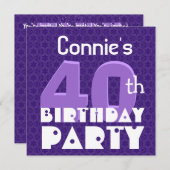 40歳モダン誕生日パーティーブルーテンプレートS300 招待状 (正面/裏面)