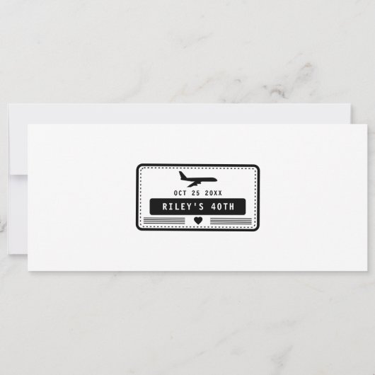 40歳モダン誕生日パーティー搭乗チケット写真 招待状 (裏面)