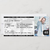 40歳モダン誕生日パーティー搭乗チケット写真 招待状 (正面)