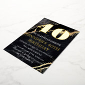 40歳モダン誕生日ブラックゴールドフォイルQRコード 箔招待状 (回転した状態)