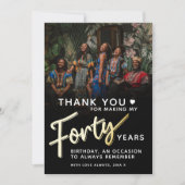 40歳モダン金ゴールドブラック40歳の文字 サンキューカード (正面)