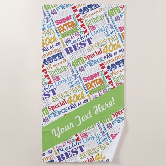 40歳ユニークの誕生日パーティープレゼント ビーチタオル (正面)