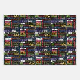 40歳ユニークの誕生日パーティープレゼント ラッピングペーパーシート