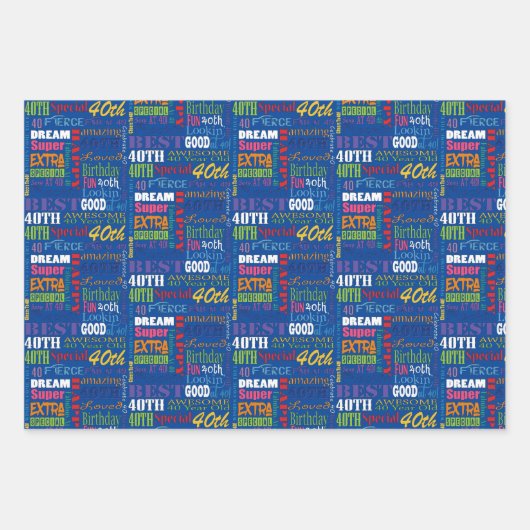 40歳ユニークの誕生日パーティープレゼント ラッピングペーパーシート (正面2)